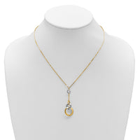 Load image into Gallery viewer, 14K Two-tone Polished Circle Link Accent w/1in ext. Necklace

