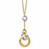 14K Two-tone Polished Circle Link Accent w/1in ext. Necklace
