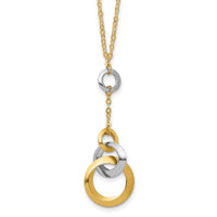 Load image into Gallery viewer, 14K Two-tone Polished Circle Link Accent w/1in ext. Necklace
