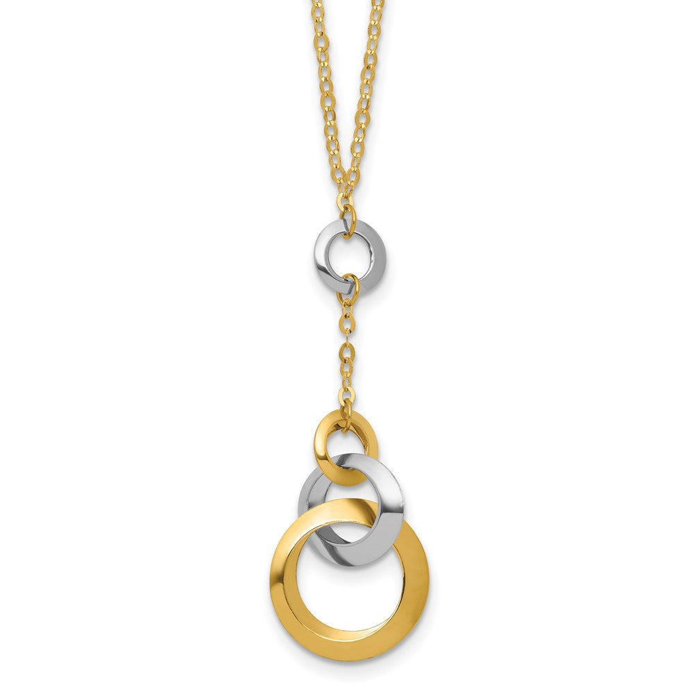 14K Two-tone Polished Circle Link Accent w/1in ext. Necklace