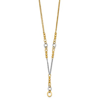 Load image into Gallery viewer, 14K w/White RH Polished Fancy 2-Strand Oval Link Necklace
