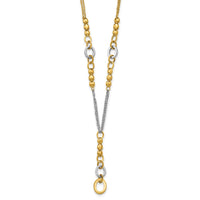 Load image into Gallery viewer, 14K w/White RH Polished Fancy 2-Strand Oval Link Necklace
