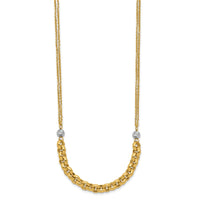 Load image into Gallery viewer, 14K w/White RH Polished D/C 2-Strand Rolo Link Necklace

