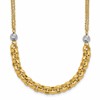 14K w/White RH Polished D/C 2-Strand Rolo Link Necklace