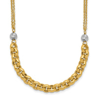 Load image into Gallery viewer, 14K w/White RH Polished D/C 2-Strand Rolo Link Necklace
