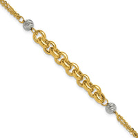 Load image into Gallery viewer, 14K w/White Rhodium Polished D/C 2-Strand Rolo Link Bracelet

