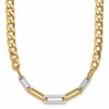 14K w/White RH Polished Curb and Paperclip Link Necklace