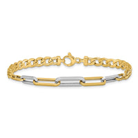 Load image into Gallery viewer, 14K w/White Rhodium Polished Curb and Paperclip Link Bracelet
