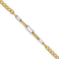 Load image into Gallery viewer, 14K w/White Rhodium Polished Curb and Paperclip Link Bracelet
