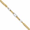 14K w/White Rhodium Polished Curb and Paperclip Link Bracelet