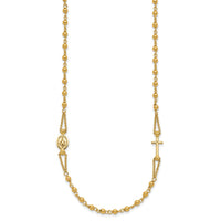 Load image into Gallery viewer, 14K Polish/Dia-cut/Beaded Religious Rosary Style Necklace
