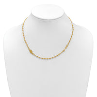 Load image into Gallery viewer, 14K Polish/Dia-cut/Beaded Religious Rosary Style Necklace
