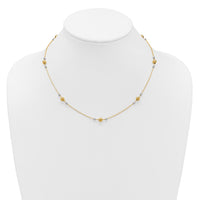 Load image into Gallery viewer, 14K w/White Rhodium Polished / Beaded Station Necklace
