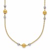 14K w/White Rhodium Polished / Beaded Station Necklace