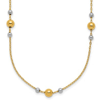 Load image into Gallery viewer, 14K w/White Rhodium Polished / Beaded Station Necklace
