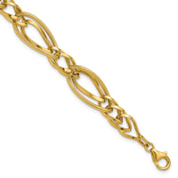 Load image into Gallery viewer, 14K Polished and Textured Fancy Link Bracelet
