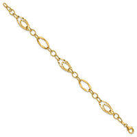Load image into Gallery viewer, 14K Polished and Wavy Textured Fancy Link Bracelet
