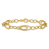 Load image into Gallery viewer, 14K Polished and Wavy Textured Fancy Link Bracelet

