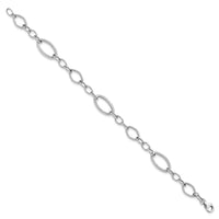 Load image into Gallery viewer, 14K White Gold Polished and Textured Link Bracelet
