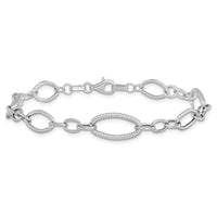 Load image into Gallery viewer, 14K White Gold Polished and Textured Link Bracelet
