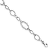 Load image into Gallery viewer, 14K White Gold Polished and Textured Link Bracelet
