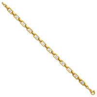 Load image into Gallery viewer, 14K w/Wht RH Polished Fancy Flat Anchor Men&#39;s Link Bracelet
