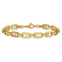 Load image into Gallery viewer, 14K w/Wht RH Polished Fancy Flat Anchor Men&#39;s Link Bracelet
