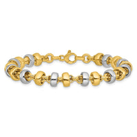 Load image into Gallery viewer, 14K w/Wht Rhodium Polish Moveable Beaded Link Bracelet
