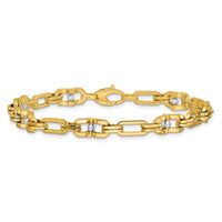 Load image into Gallery viewer, 14K w/Wht RH Polished D/C Moveable Beaded Link Bracelet
