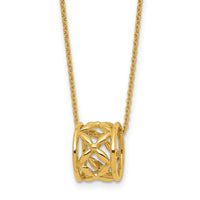 Load image into Gallery viewer, 14K Polished Floral Bead with 1 Inch Ext. Necklace
