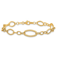 Load image into Gallery viewer, 14K Polished and Textured Link Bracelet
