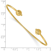 Load image into Gallery viewer, 14K Polished with Diamond-cut Beads Cuff Bangle
