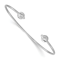 Load image into Gallery viewer, 14K White Gold Polished with D/C Beads Cuff Bangle
