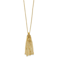 Load image into Gallery viewer, 14K Polished Fancy Curb Link Tassel w/ 2in Ext. Necklace
