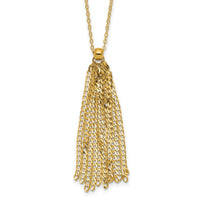 Load image into Gallery viewer, 14K Polished Fancy Curb Link Tassel w/ 2in Ext. Necklace
