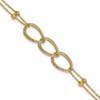 14KTT Pol/Texture/Dia-cut 2-Strand Oval w/.5in Ext. Bracelet