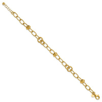 Load image into Gallery viewer, 14K  Polished/Texture/Dia-cut Fancy w/.75in Ext. Bracelet
