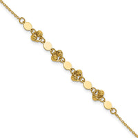 Load image into Gallery viewer, 14K Polished D/C Beaded Fancy Circles w/.5in Ext. Bracelet
