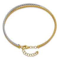 Load image into Gallery viewer, 14KTT Polished &amp; Textured Fancy 3-Wire w/ 1in Ext. Bangle
