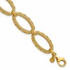 14K Polished/Texture/Dia-cut Ovals w/1in Ext. Bracelet