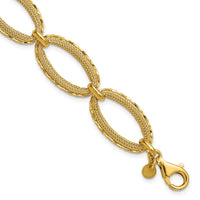 Load image into Gallery viewer, 14K Polished/Texture/Dia-cut Ovals w/1in Ext. Bracelet
