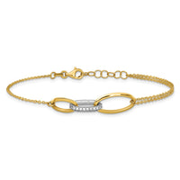 Load image into Gallery viewer, 14K Two-tone Polished Fancy CZ Ovals w/.75in Ext. Bracelet
