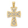 14K Two-tone Polished / Dia-cut Cross Pendant