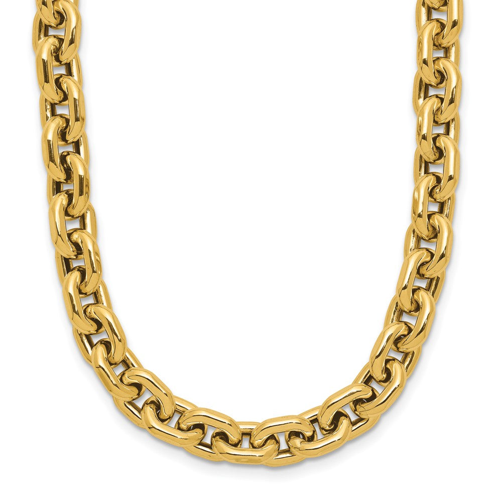 14K Polished 7.0mm Flat Edge Cable Link Necklace