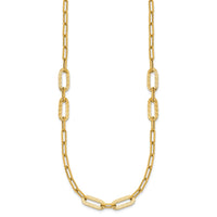 Load image into Gallery viewer, 14K Polished Textured Greek Key Paperclip Link Necklace
