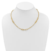 Load image into Gallery viewer, 14K Polished Textured Greek Key Paperclip Link Necklace
