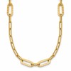 14K Polished Textured Greek Key Paperclip Link Necklace