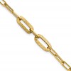 14K Polished Textured Greek Key Paperclip Link Bracelet