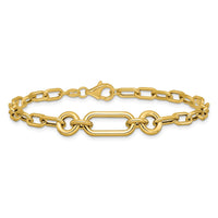 Load image into Gallery viewer, 14K Polished Fancy Mixed Link Bracelet
