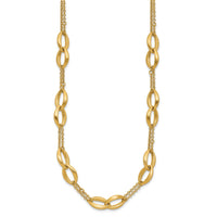 Load image into Gallery viewer, 14K Polished and Brushed 2-Strand Navette Link Necklace
